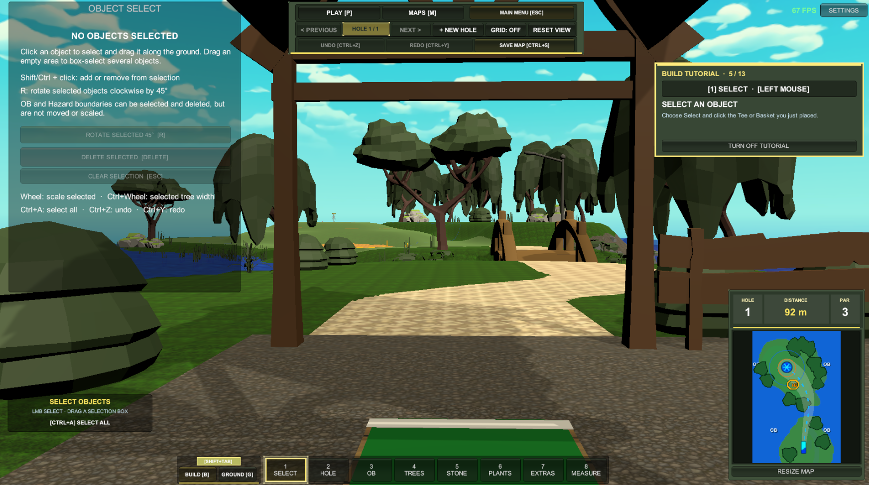 A detailed park entrance built with the expanded set of course objects